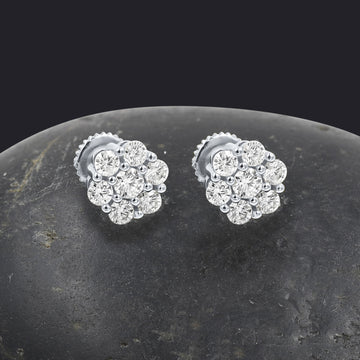 FUNKSTEP 1.00 CTW SILVER MOISSANITE ICED OUT EARRINGS I 992111