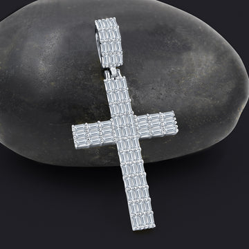 GEM CROSS STERLING SILVER MOISSANITE PENDANT| 994591