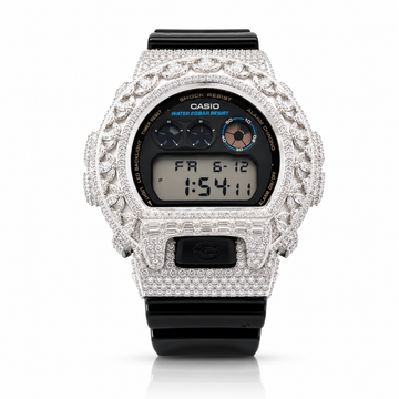 590281 | Brass Moissanite G-Shock Rhodium Watch