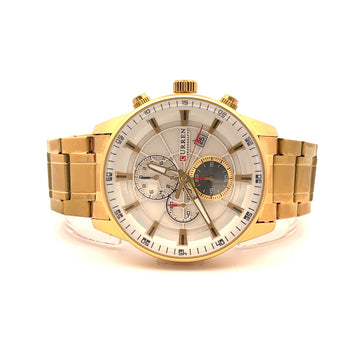 QUIXOTIC METAL BACK GOLD CURREN ICED OUT WATCH I 551742