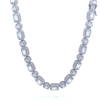 GAIUS 6MM 925 CZ RHODIUM ICED OUT CUBAN CHAIN | 9210041