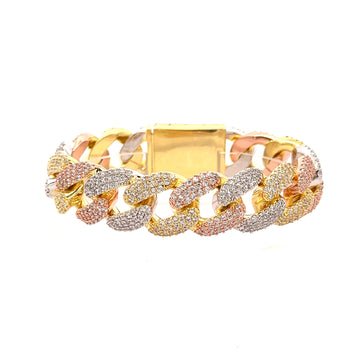 FENRIS 18MM CZ BRASS TRI COLOR ICED OUT BRACELET I 9635652