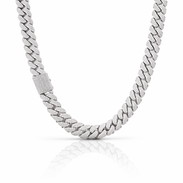 MONEYED SILVER MOISSANITE 12MM CUBAN CHAIN | 991401