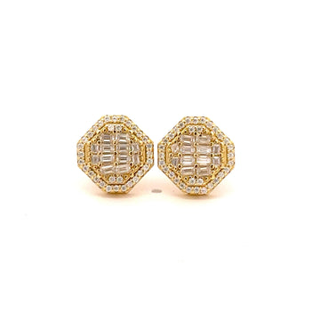 GALATEA 0.92 CTW 925 GOLD MOISSANITE ICED OUT EARRING | 995862