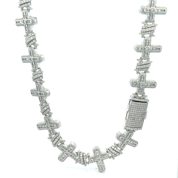 BRITHOR 12MM RHODIUM MOISSANITE ICED OUT CHAIN | 997171