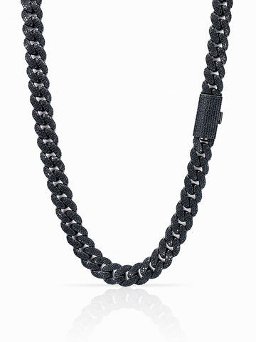 962933 | Brass CZ Black 14mm Stallion Cuban Chain