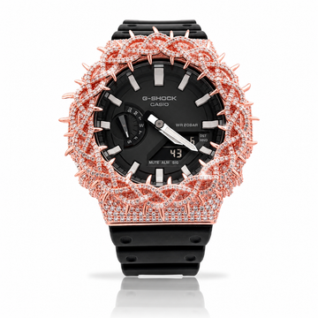 590265 | Brass Moissanite G-Shock Rose Gold Throne Bezel Watch