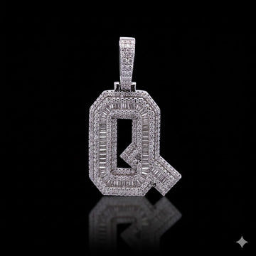 999921 | 2.36ctw VVS/D 925 Moissanite Initial Q Rhodium Pendant