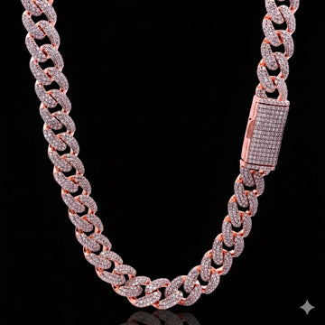 991565 | 925 Moissanite Rose Gold Cuban Chain