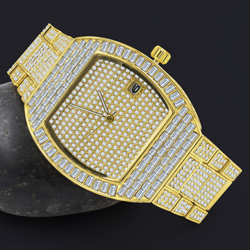 BOOGIE HIP HOP METAL WATCH CLEAR STONE | 563172