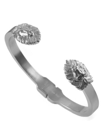 Stainess Steel Lion Head Cuff Bracelet in Silver Color