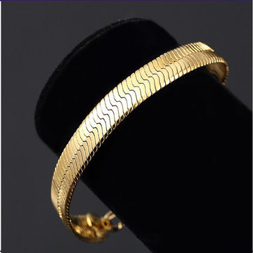 14K Yellow Gold Plated Classic Herring Bone Bracelet