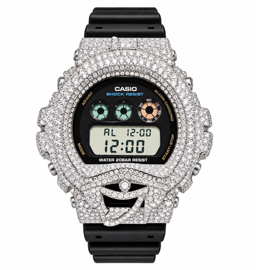590411 | Brass Moissanite Rhodium Evil Eye G-Shock Watch