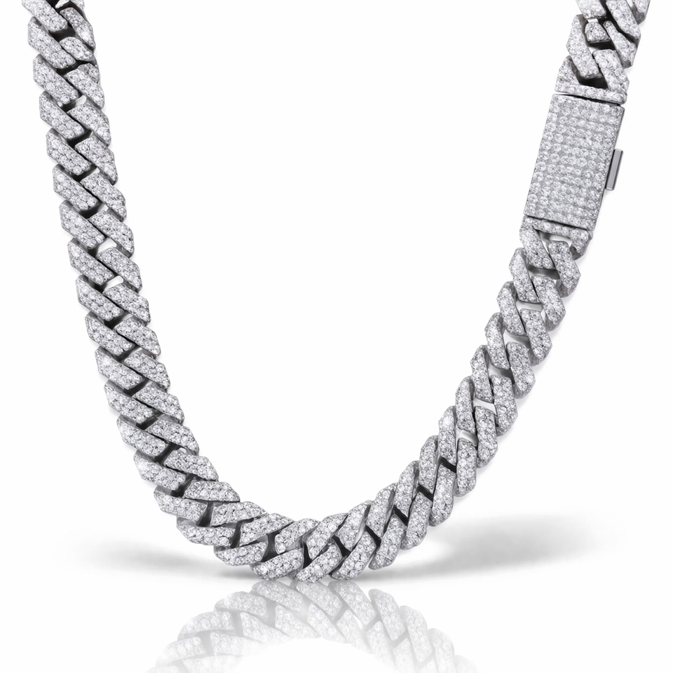 RENAZA 10MM RHODIUM MOISSANITE ICED OUT CUBAN I 994461