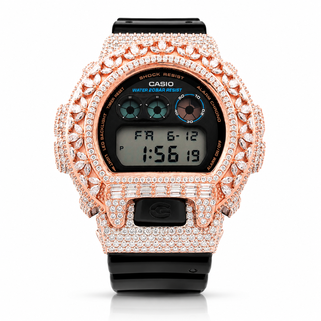 5902818 | Brass Moissanite G-Shock Two Tone Rose Gold Watch
