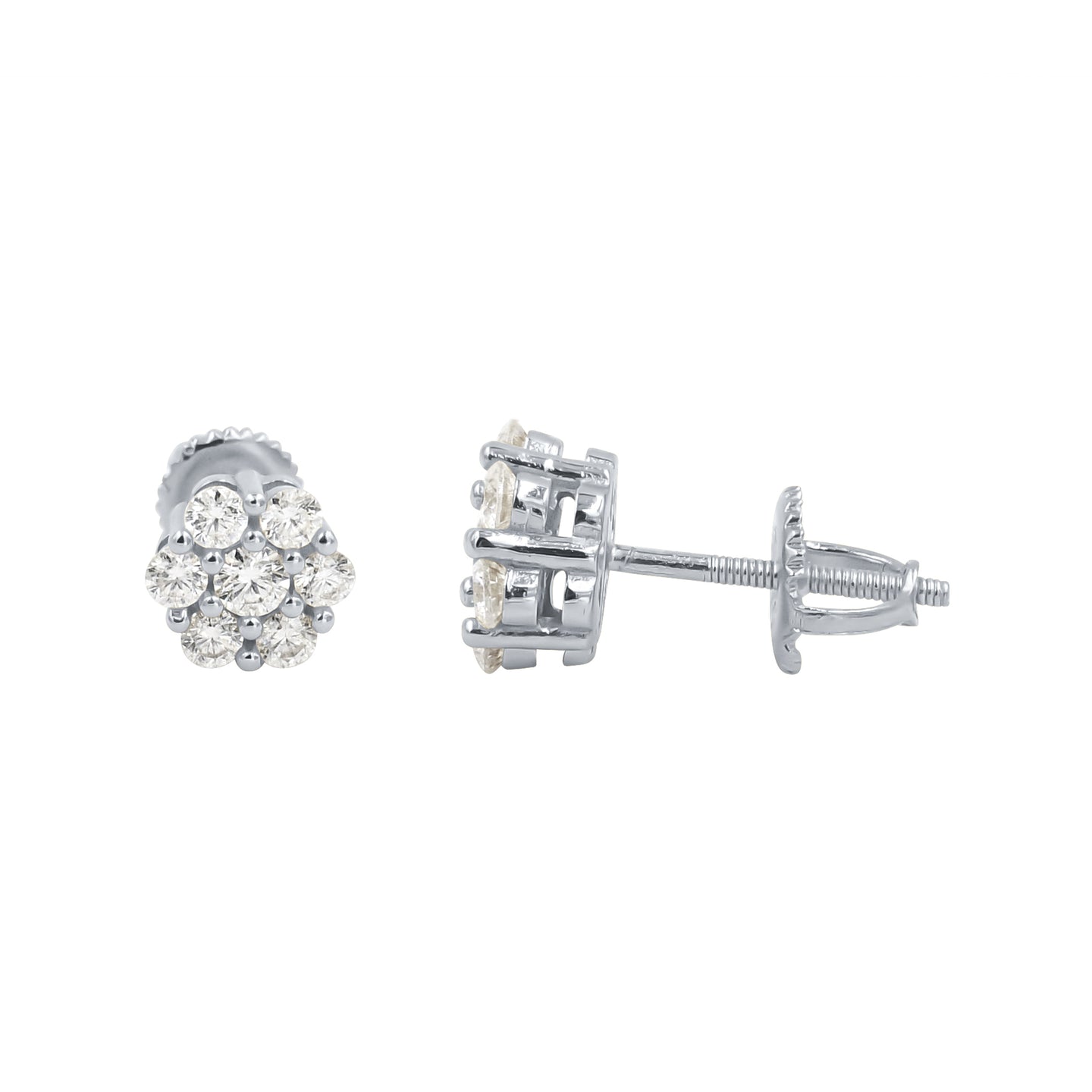 FUNKSTEP 1.00 CTW SILVER MOISSANITE ICED OUT EARRINGS I 992111