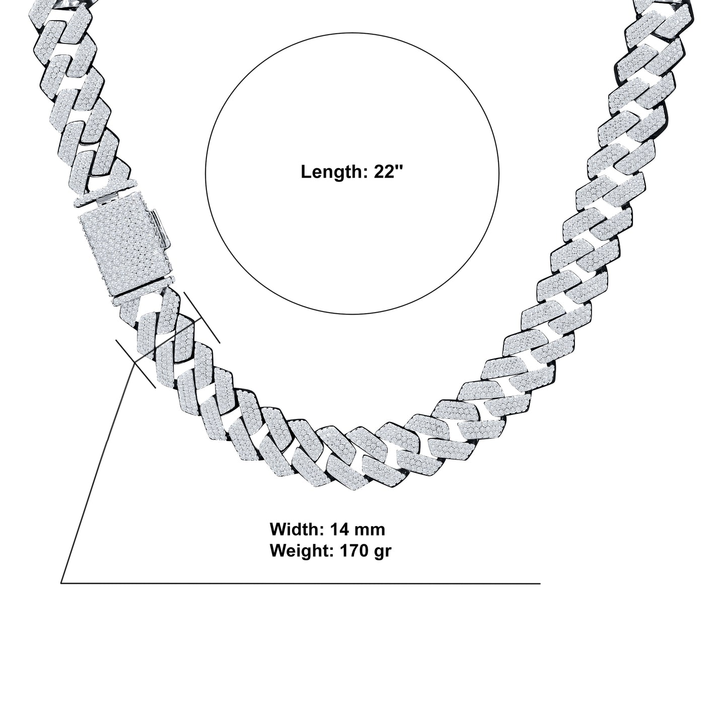 IVICH 14MM 925 MOISSANITE CUBAN CHAIN | 994531