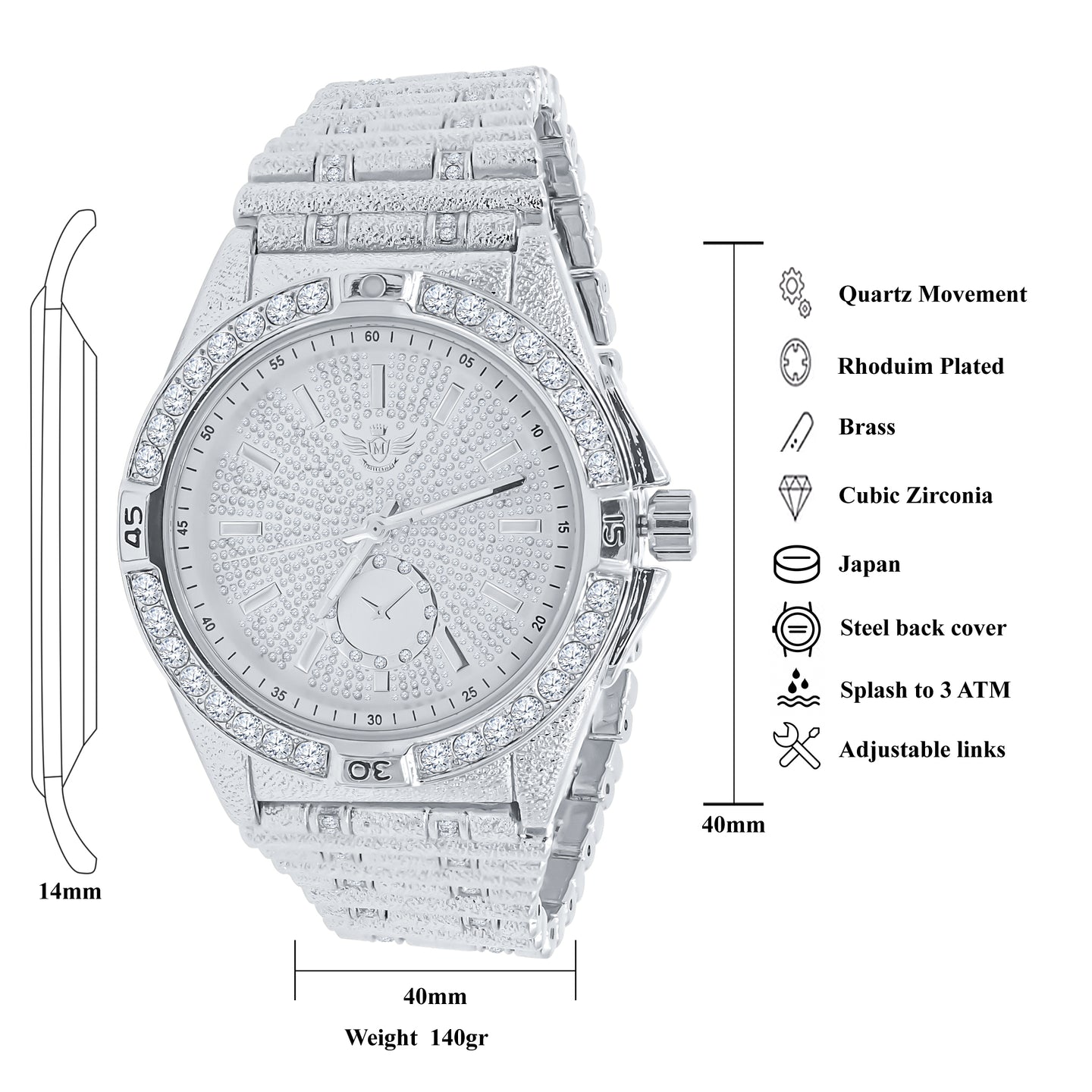 GLISTEN HIP HOP METAL WATCH I 563181