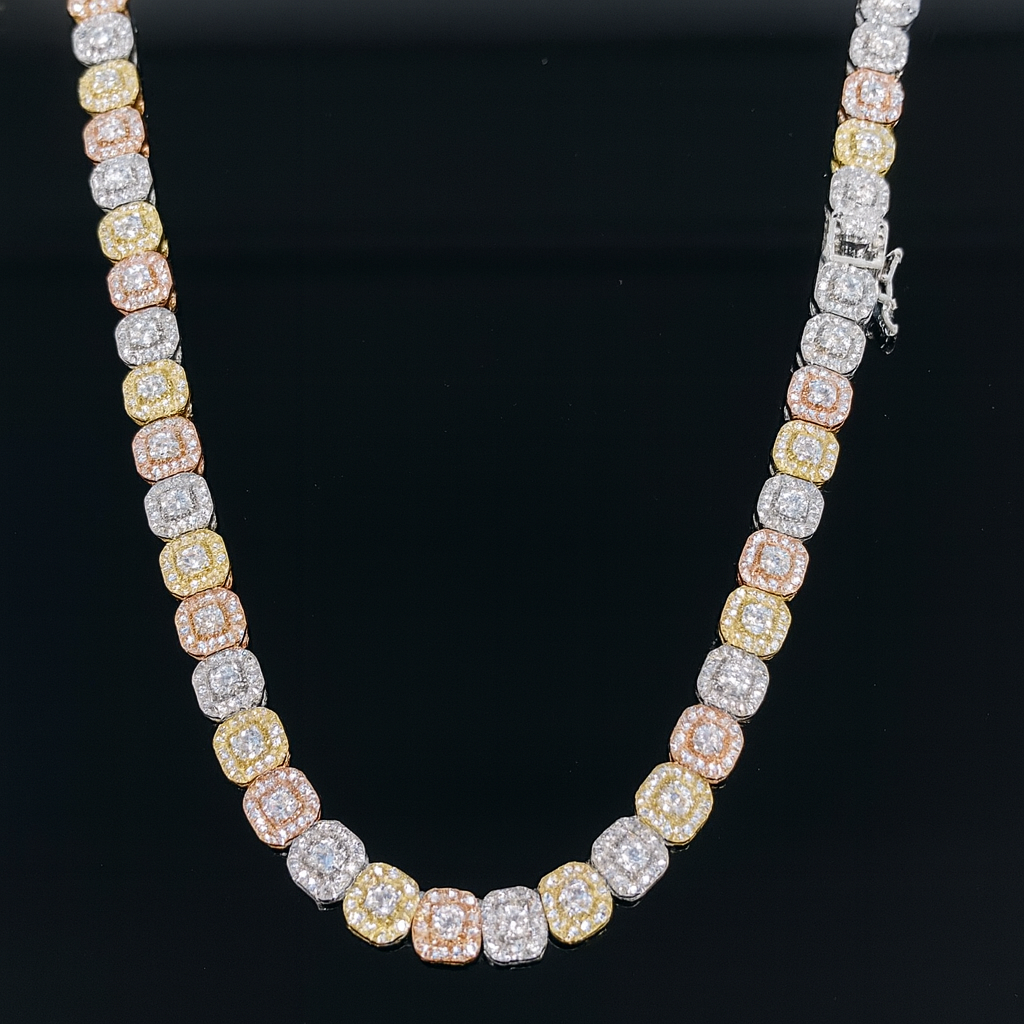 9915252 | 925 Moissanite 16.78 ctw Tri Color Cuban