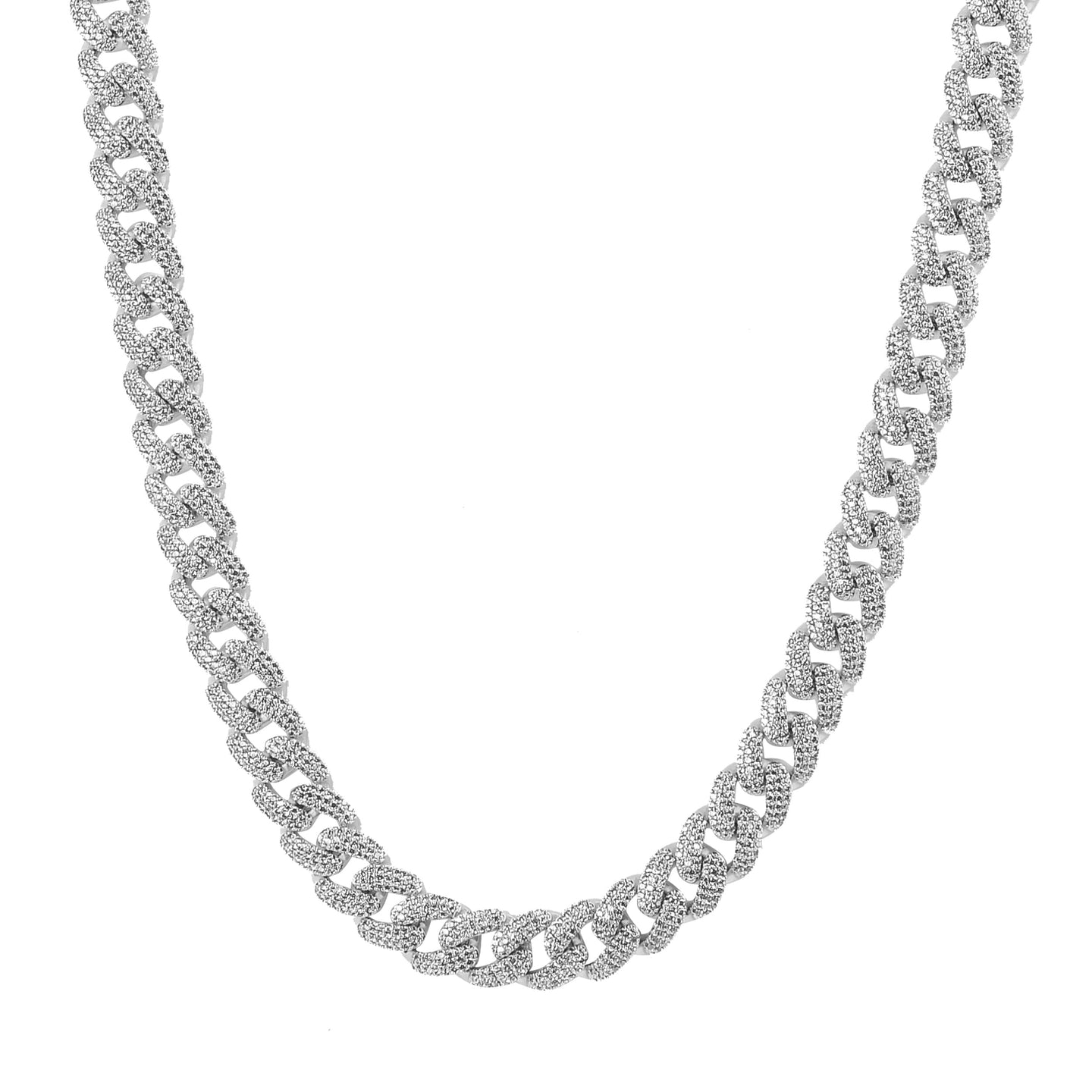 MONEYED SILVER MOISSANITE 14MM CUBAN CHAIN | 993431