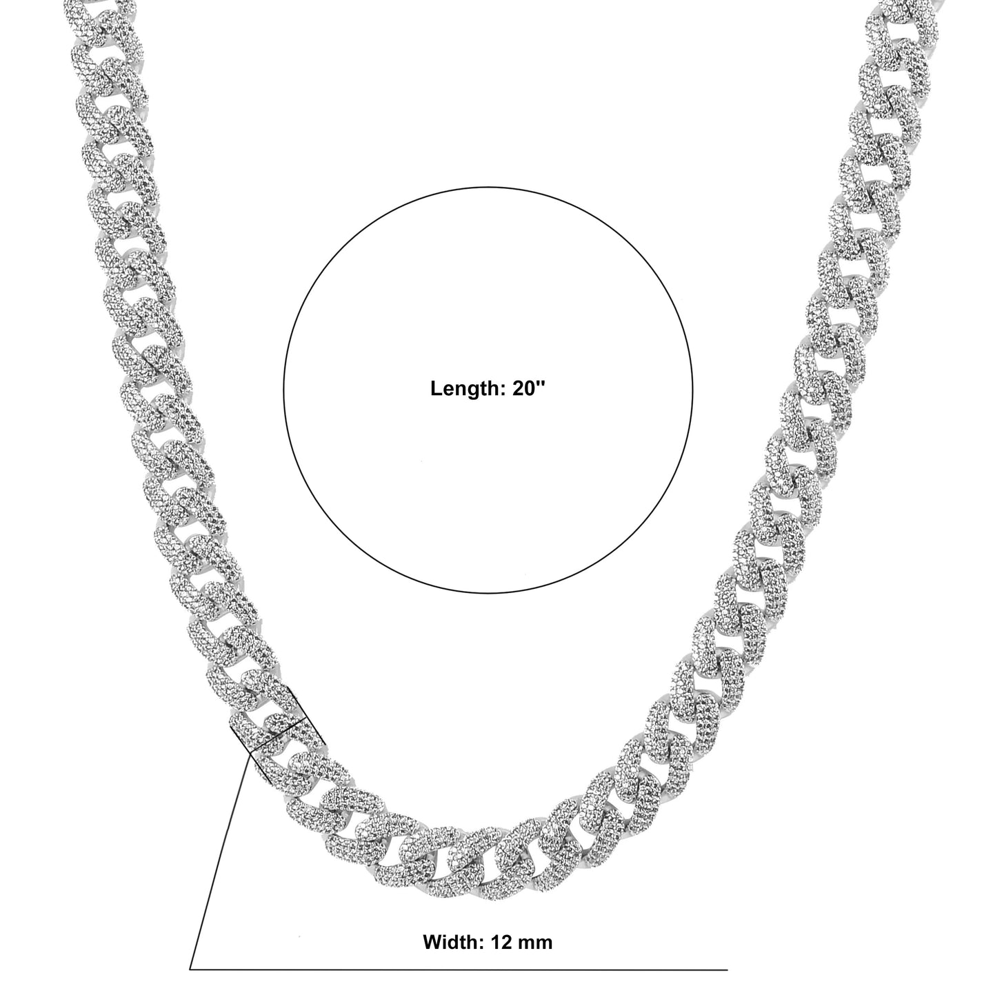 MONEYED SILVER MOISSANITE 14MM CUBAN CHAIN | 993431
