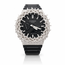590261 | Brass Moissanite G-Shock Rhodium Throne Bezel Watch
