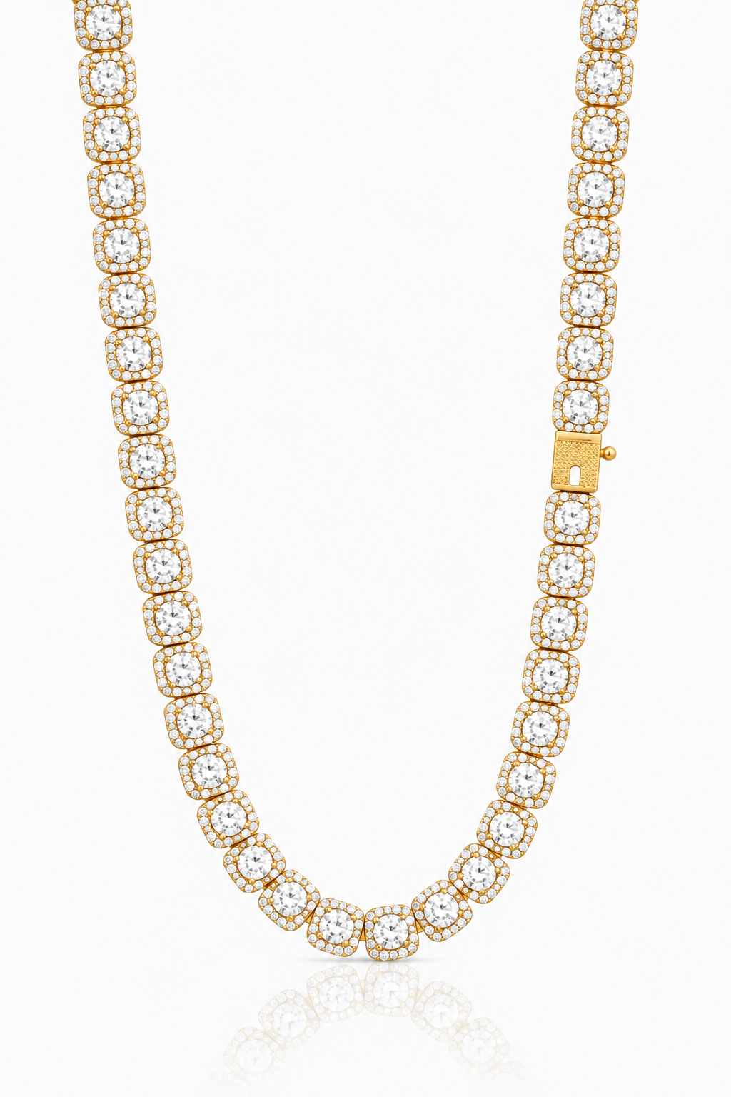 9911292 | Brass Moissanite Rhodium Plated + Gold Plated 22" Ice Cube Chain