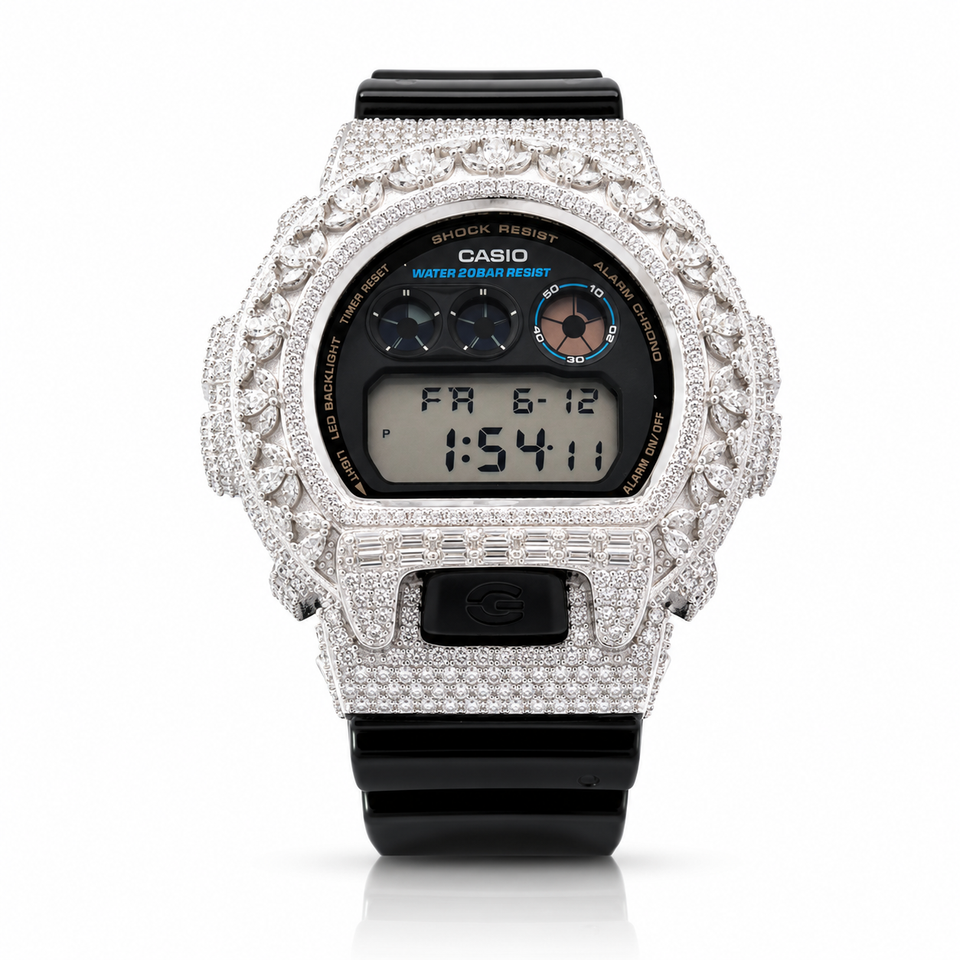 590281 | Brass Moissanite G-Shock Rhodium Watch