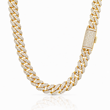 9911312 | Brass Moissanite Rhodium Plated + Gold Plated  Stallion Cuban Chain
