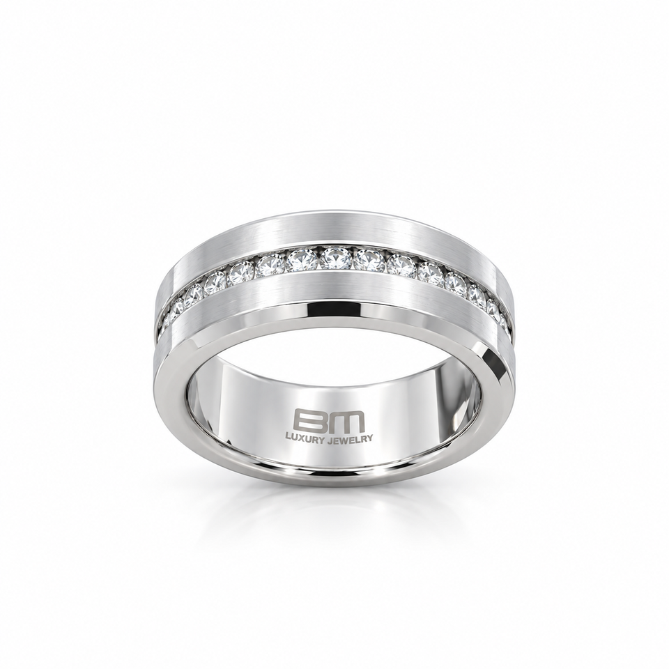 9312821 | Steel Moissanite Rhodium Ring