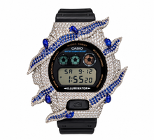 590381 | Brass Moissanite Rhodium Wire Bezel Blue G-Shock Watch