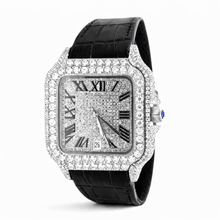 590133 | Moissanite Steel Watch RP Case Black Leather Band