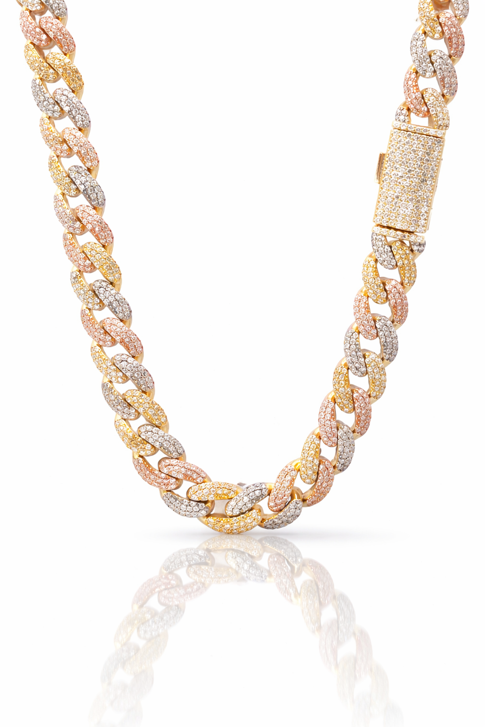 MYRITH 10MM TRI COLOR MOISSANITE ICED OUT CUBAN I 9915652