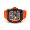 REVELAR CURREN ORANGE LEATHER ICED OUT WATCH I 5415625