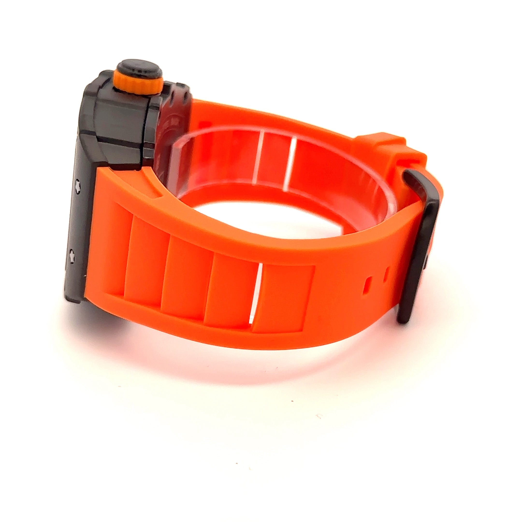 REVELAR CURREN ORANGE LEATHER ICED OUT WATCH I 5415625