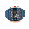 HESPER CURREN BLUE DIAL LEATHER ICED OUT MENS WATCH I 5415813