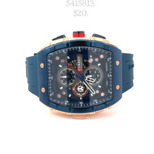 HESPER CURREN BLUE DIAL LEATHER ICED OUT MENS WATCH I 5415813