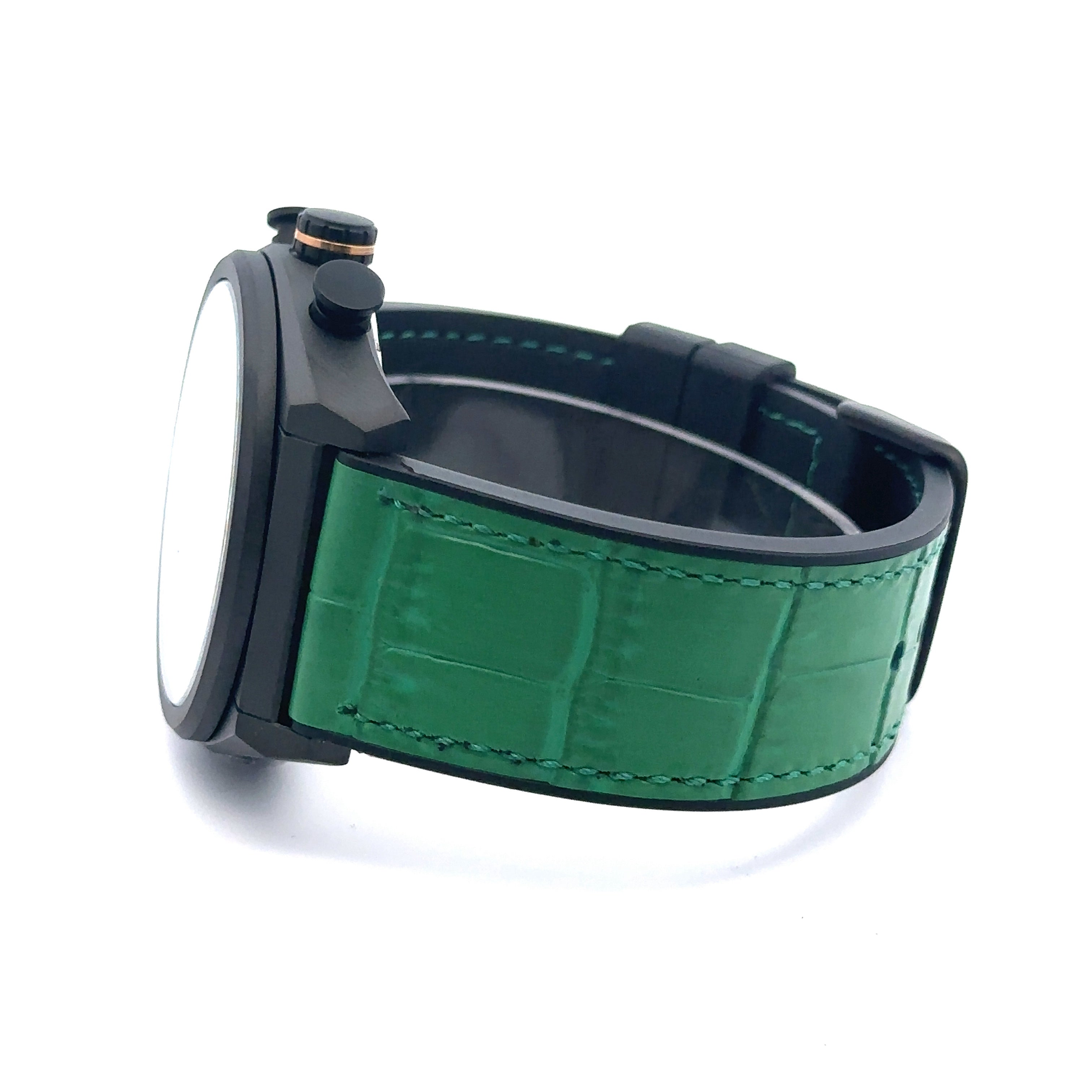 ASTRAESOUS CURREN GREEN LEATHER ICED OUT WATCH I 5416322