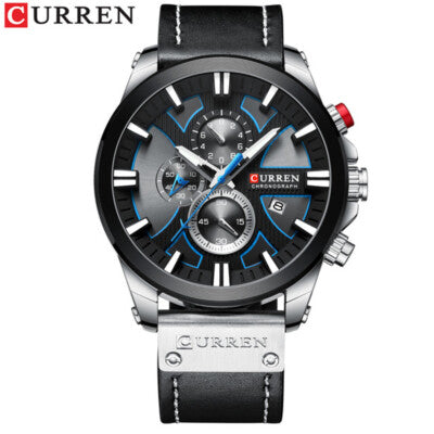 TIVREL LEATHER BLACK ICED OUT MENS WATCH I 541737