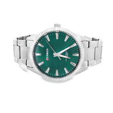 CRESSIDA METAL BACK RHODIUM GREEN STAINLESS ICED OUT MENS WATCH I 5515122