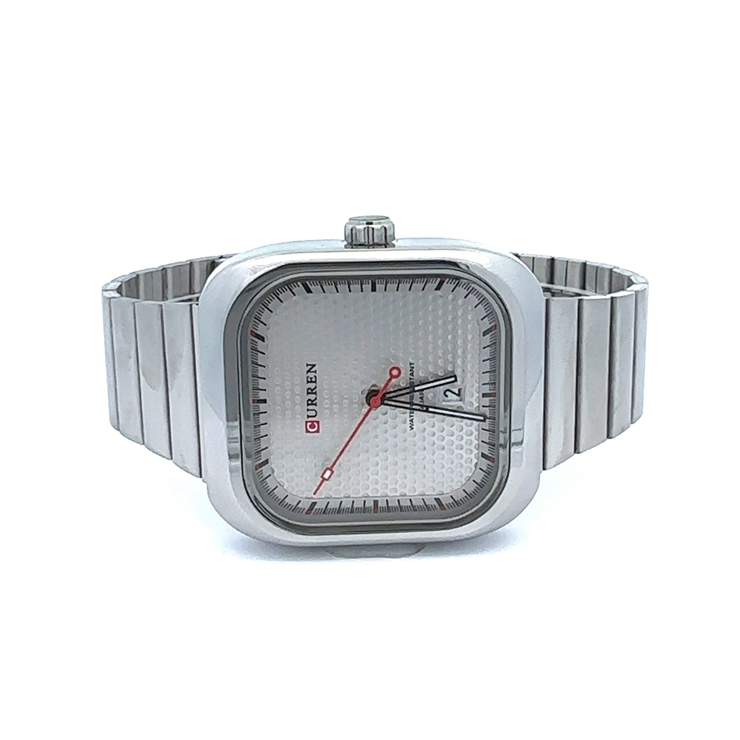 EVOCATIVE METAL BACK RHODIUM CURREN ICED OUT WATCH I 551631