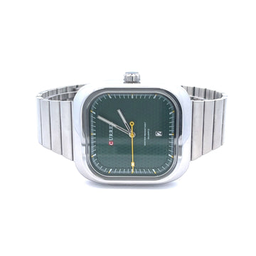 EVOCATIVE METAL BACK RHODIUM GREEN CURREN ICED OUT WATCH I 5516322