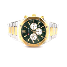 KELPAI METAL BACK TWO TONE GREEN STAINLESS ICED OUT MENS WATCH I 5516442