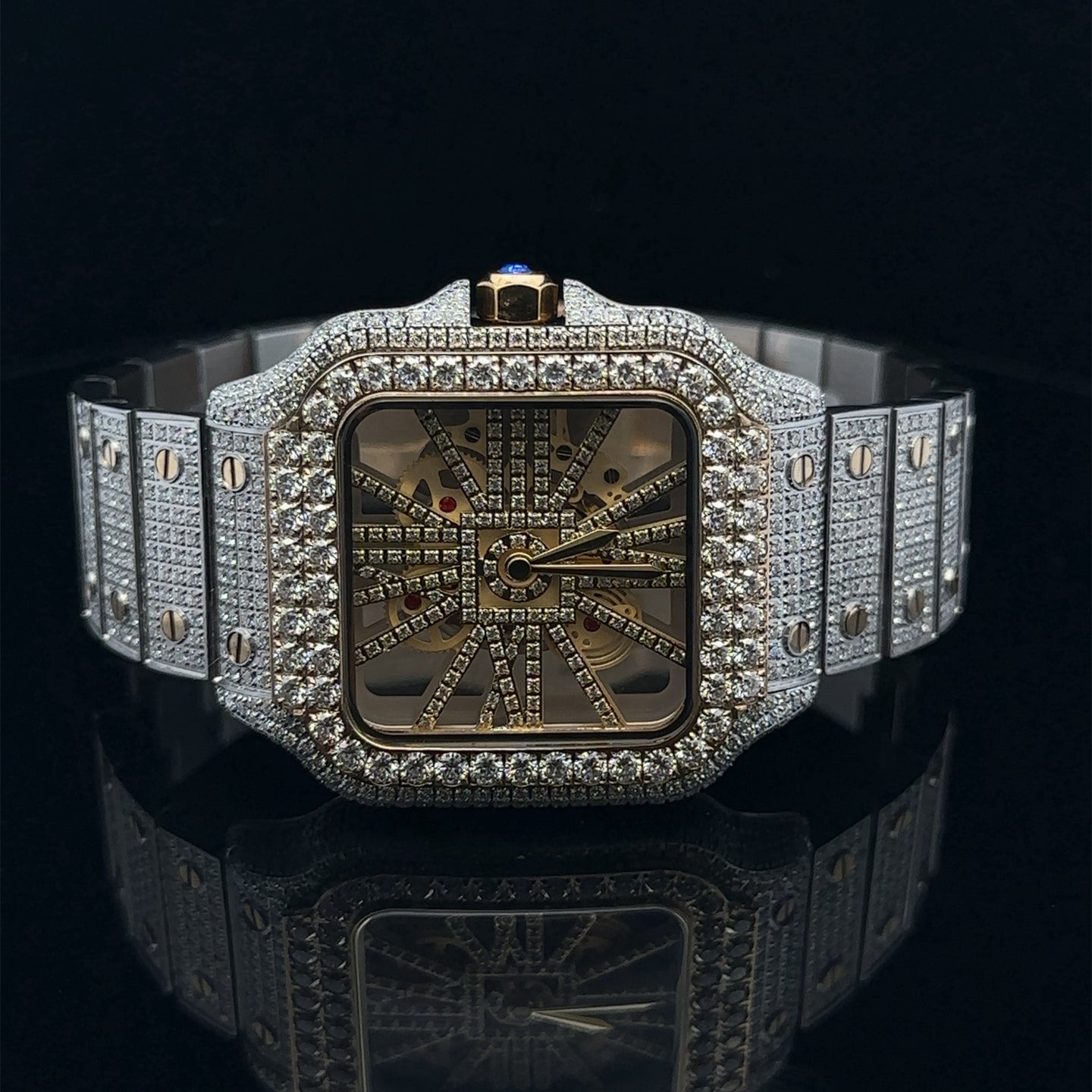 LUMINA STEEL SILVER GOLD MOISSANITE WATCH ICED OUT I 5900642
