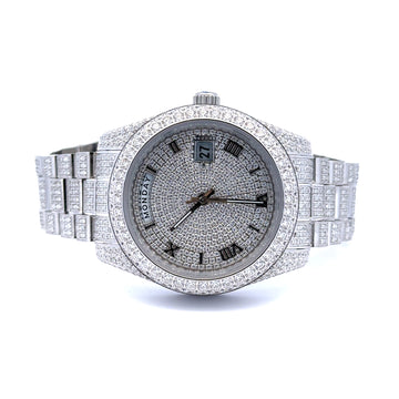 HADRIA STEEL RHODIUM MOISSANITE WATCH ICED OUT I 590071