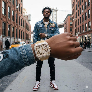 VORLIC STEEL GOLD  MOISSANITE WATCH ICED OUT I 590082