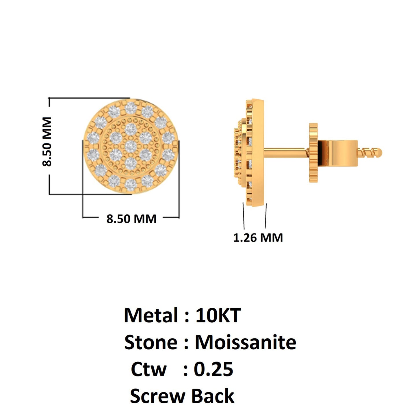 GILDED 10K GOLD MOISSANITE EARRINGS I 980042