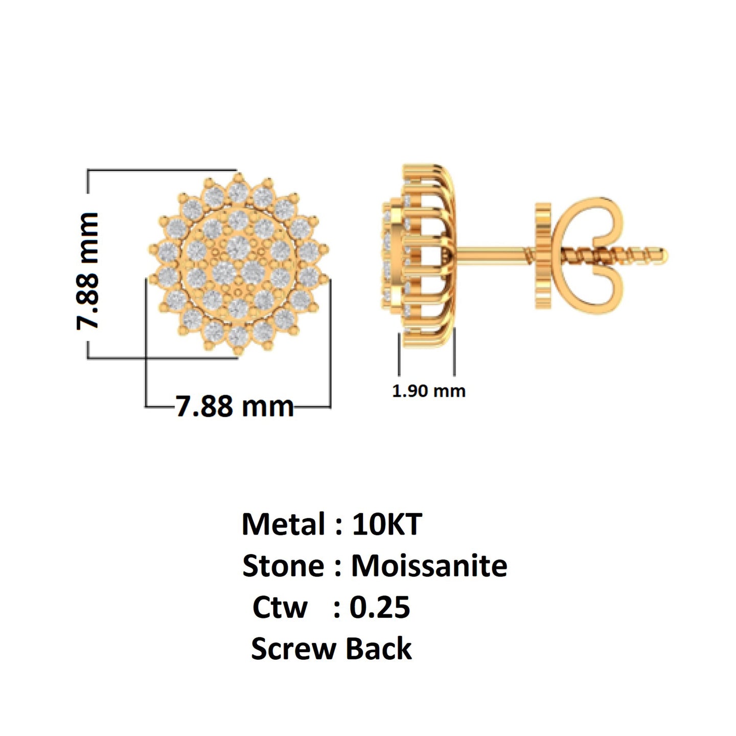 SANGUINE 10K GOLD MOISSANITE EARRINGS I 980052