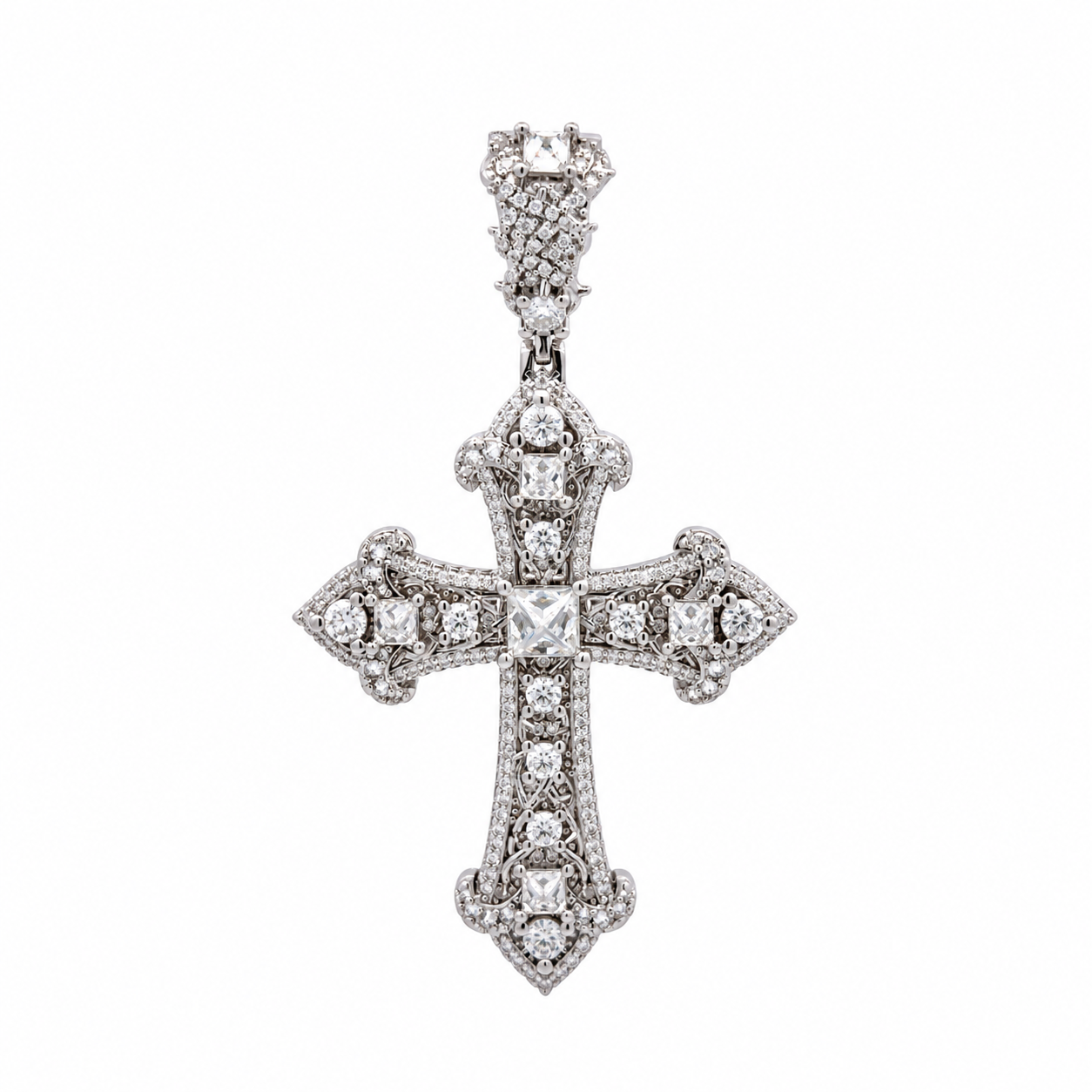 9100211 | 4.08 CTW Brass Moissanite Rhodium Pendant