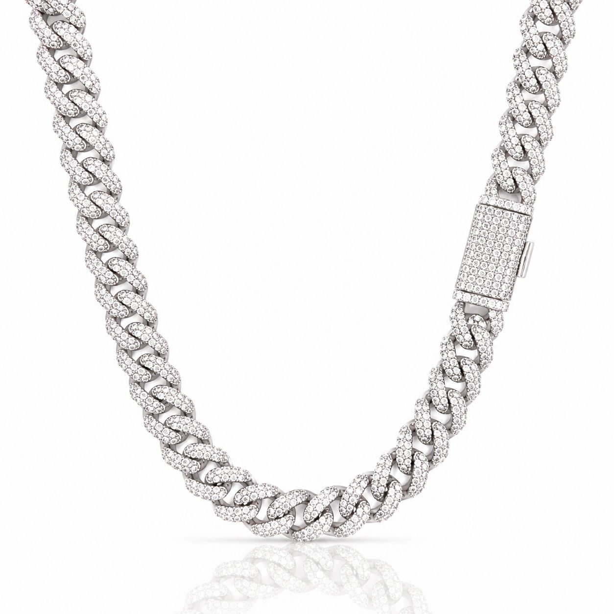 9911311 | Brass Moissanite Rhodium Plated Stallion Cuban Chain